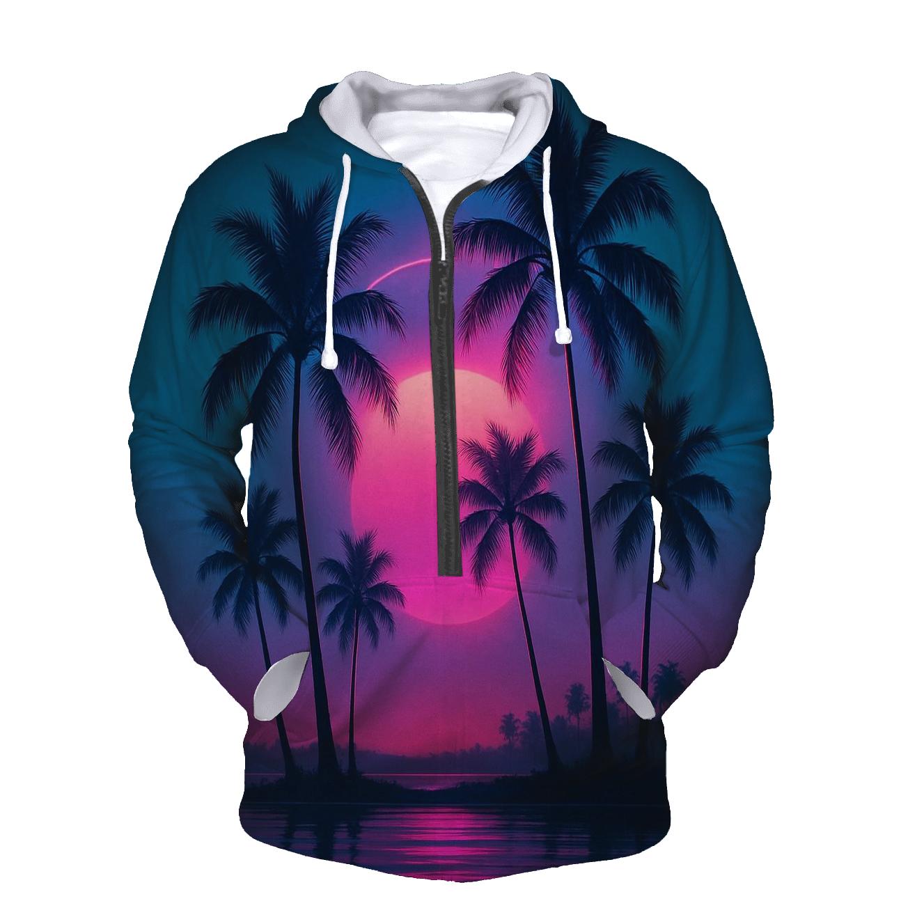 Neon Palm Reverie graphic hoodies