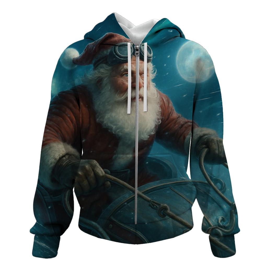 Aurora Sleigh Pilot Santa heavyweight hoodies