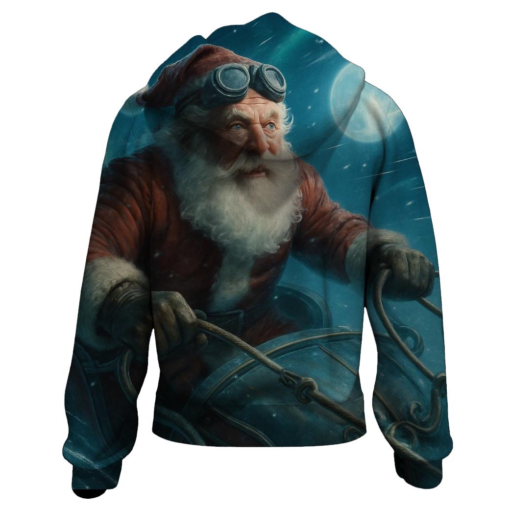 Aurora Sleigh Pilot Santa heavyweight hoodies