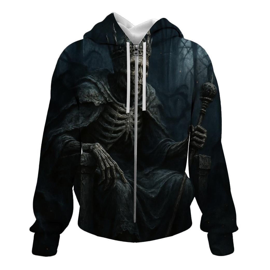 Ashen Throne Of The Skeleton King printed hoodies