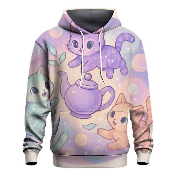 Cosmic Tea Party Kittens pullover hoodies