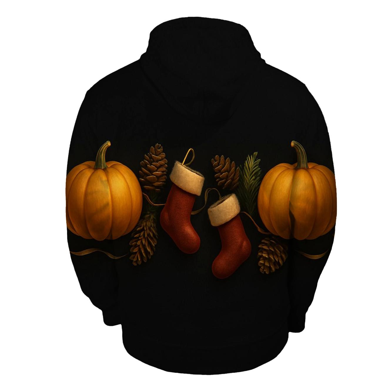 Silent Night Pumpkin Border embroidered hoodies