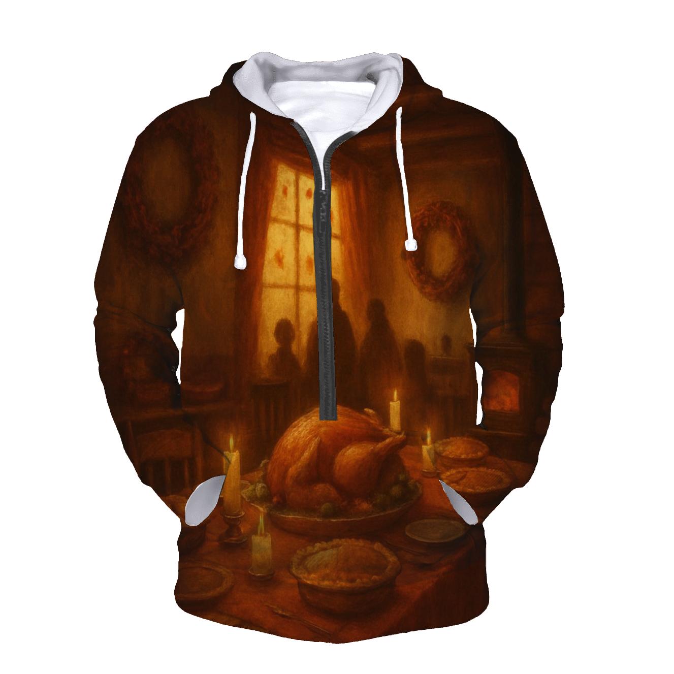 Harvest Cabin Hearth printed hoodies