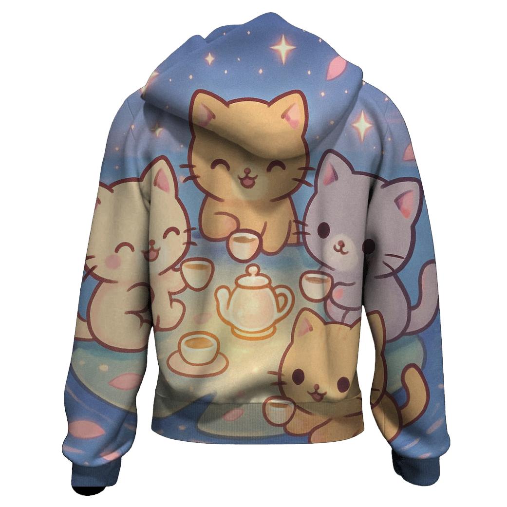 Starlight Tea Party Kittens lightweight hoodies