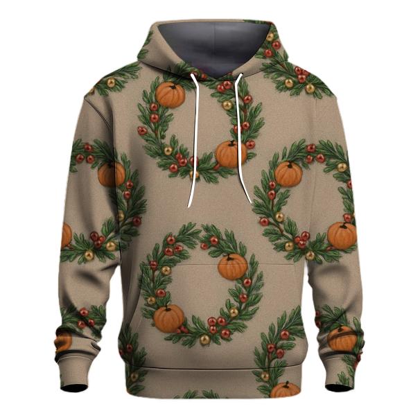Winter Wreath Pumpkin Repeat zip-up hoodies