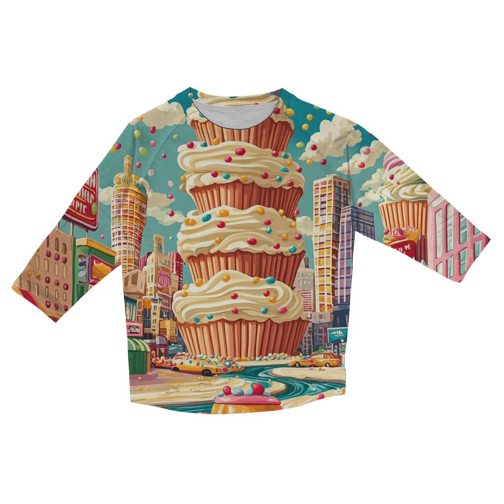 Cupcake Skyline Riot printed three quarter sleeve shirts