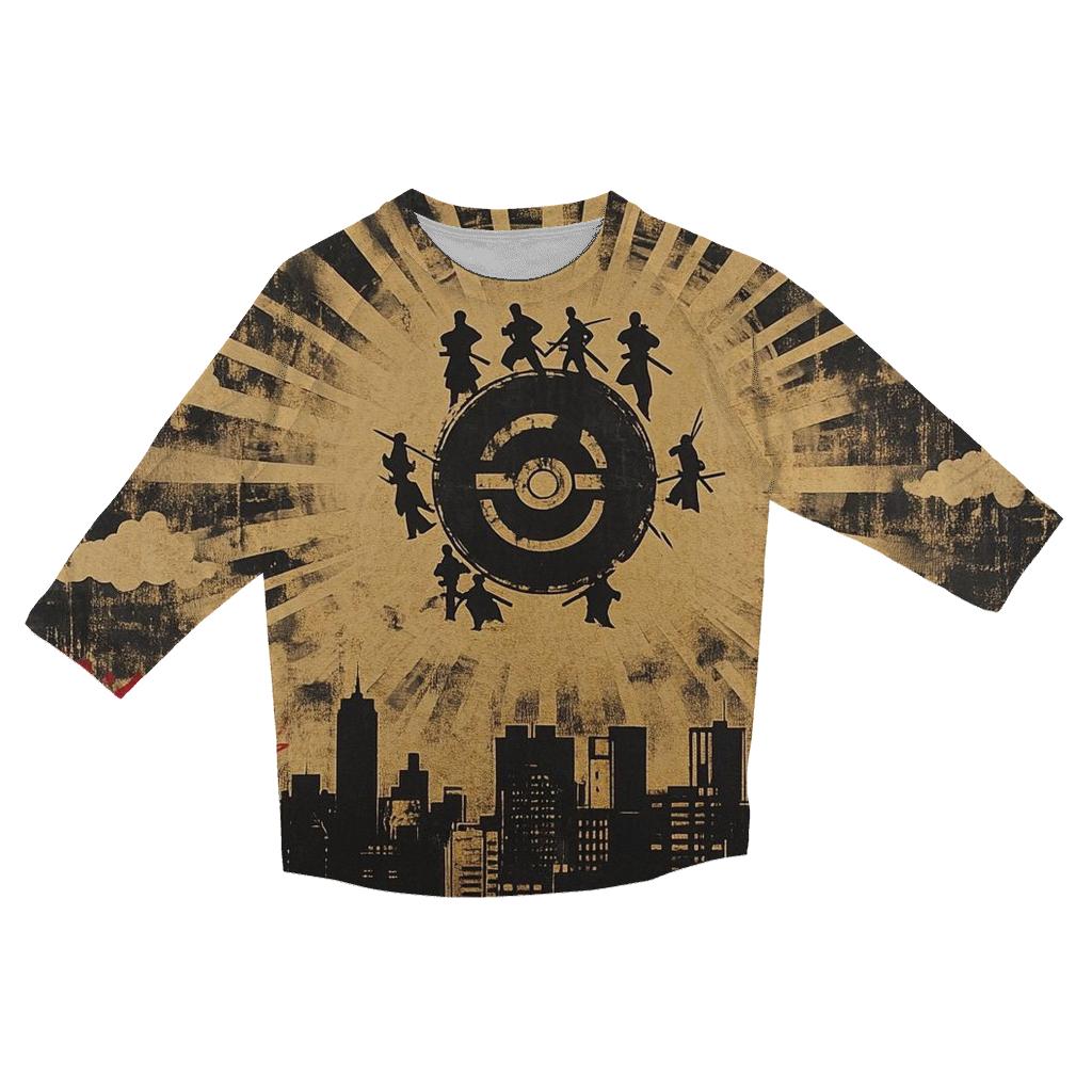 Wu Tang Shaolin Skyline cotton quarter sleeve shirts