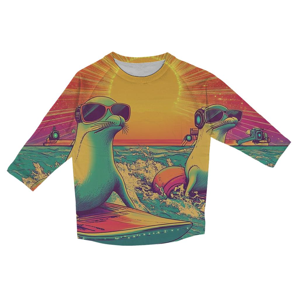 Synthwave Surf Patrol trendy 3/4 sleeve tops