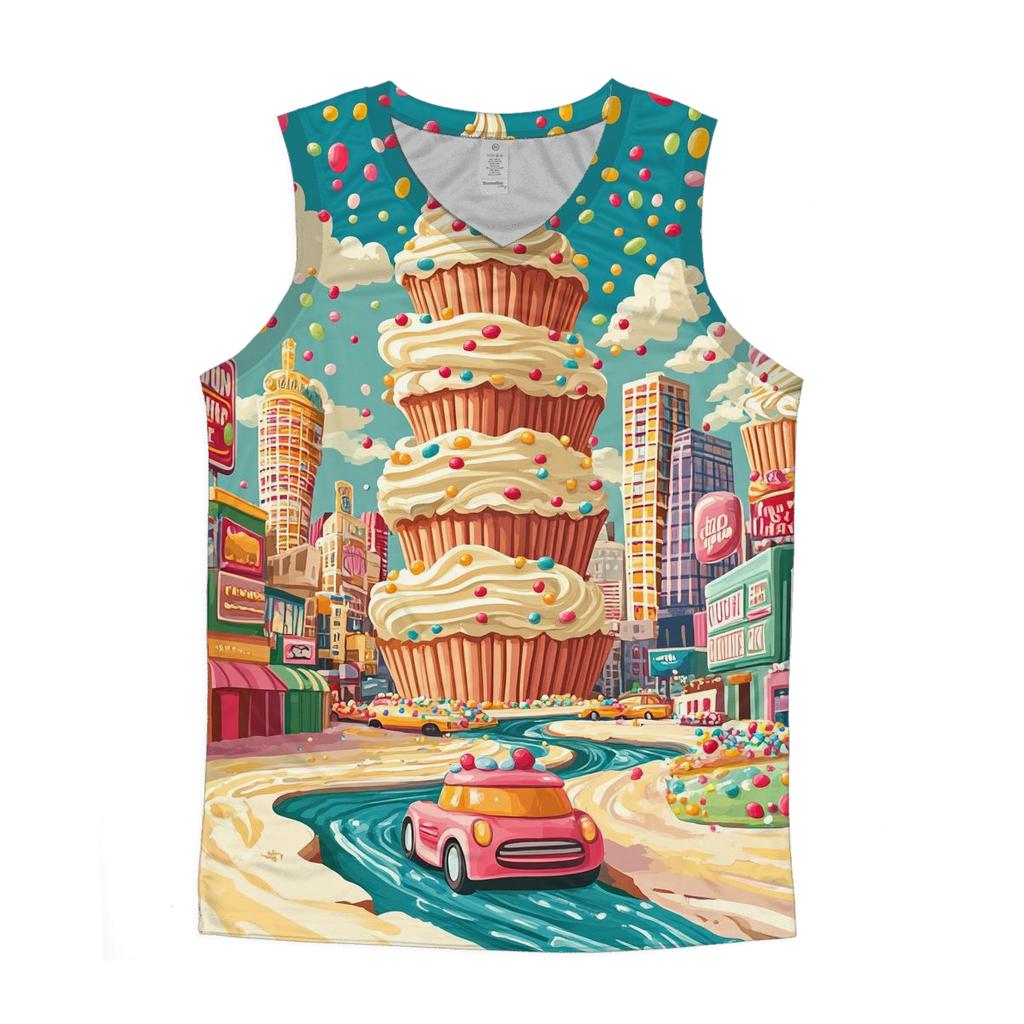Cupcake Skyline Riot personalized athletic tanks