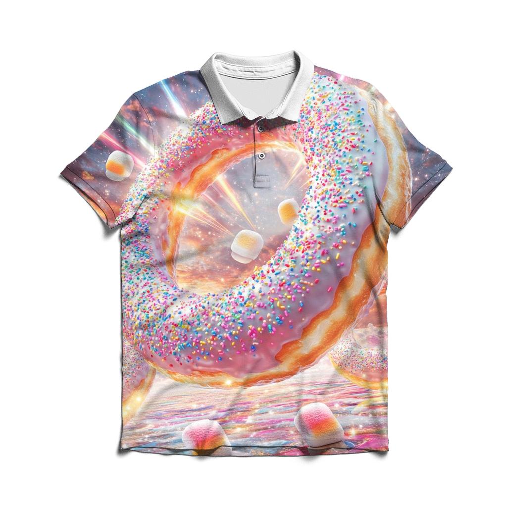 Donut Nebula Mashup embroidered polo tops