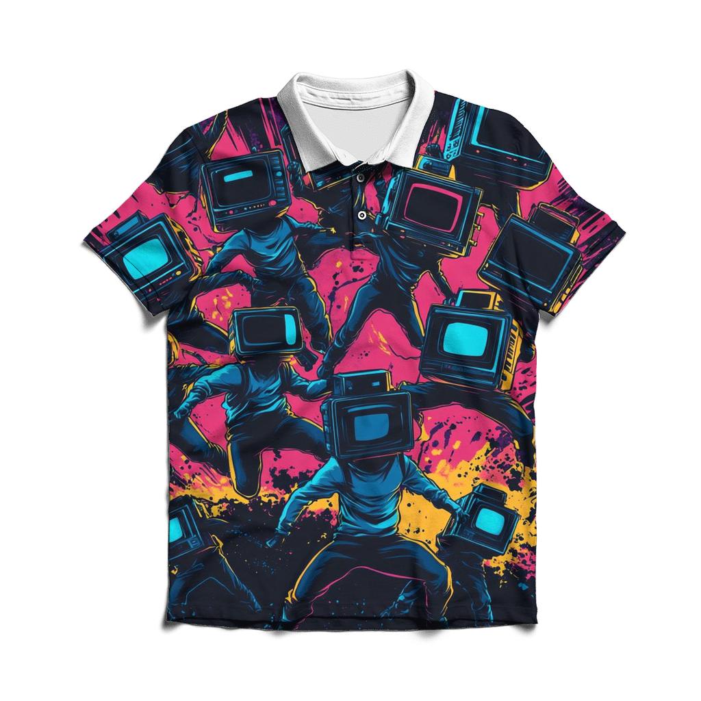 TV Static Super Squad branded logo polo shirts