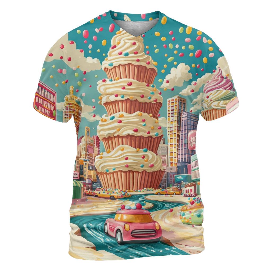 Cupcake Skyline Riot artistic all-over print tops