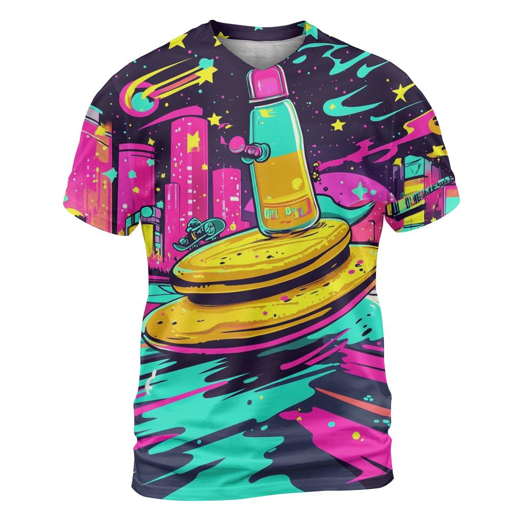 Neon Breakfast Rumble creative print fashion shirts