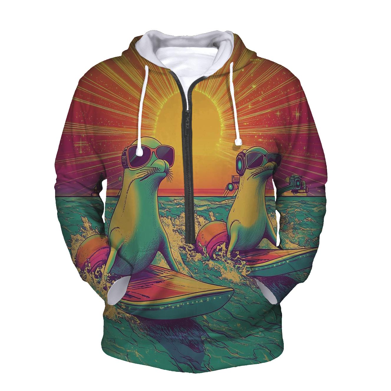 Synthwave Surf Patrol embroidered hoodies