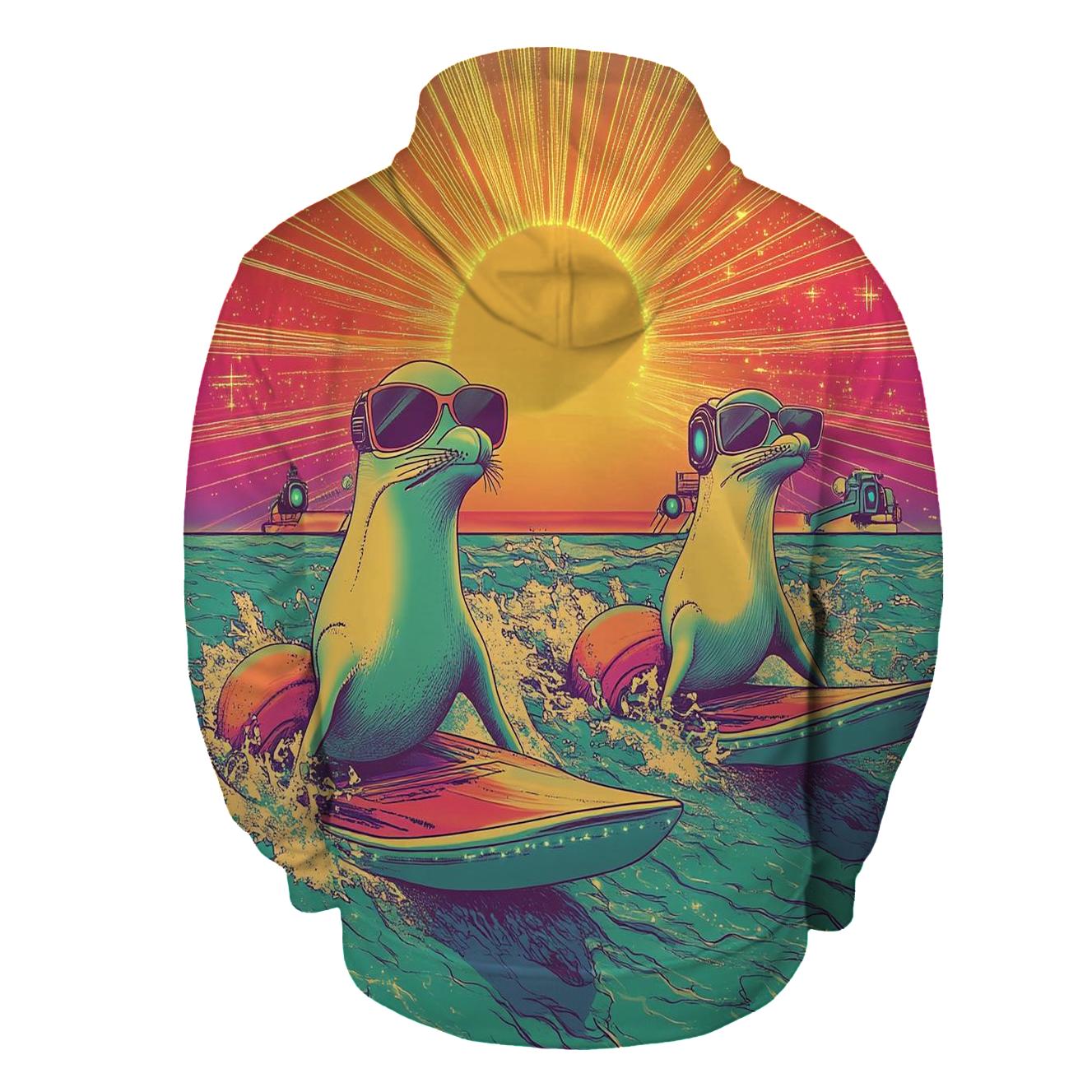 Synthwave Surf Patrol embroidered hoodies