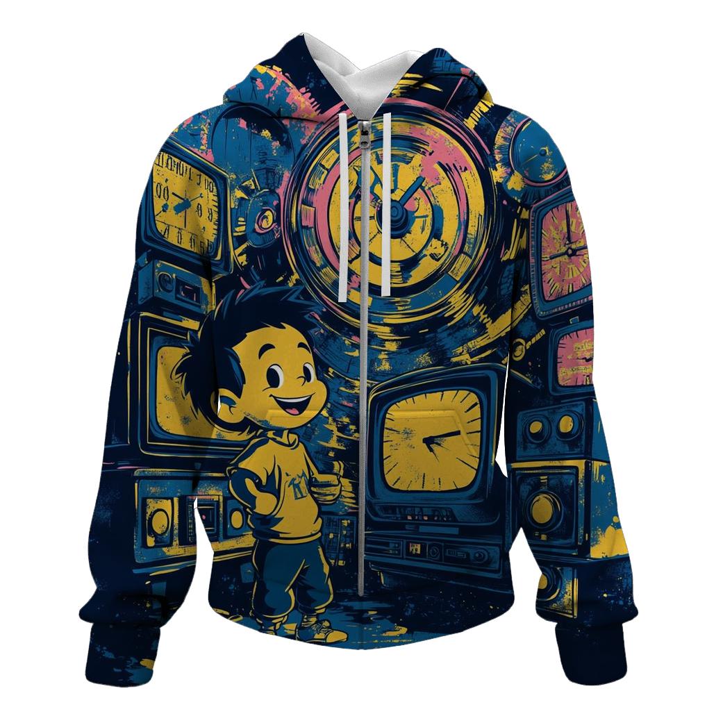 Cartoon Time Travel Swap zip-up hoodies