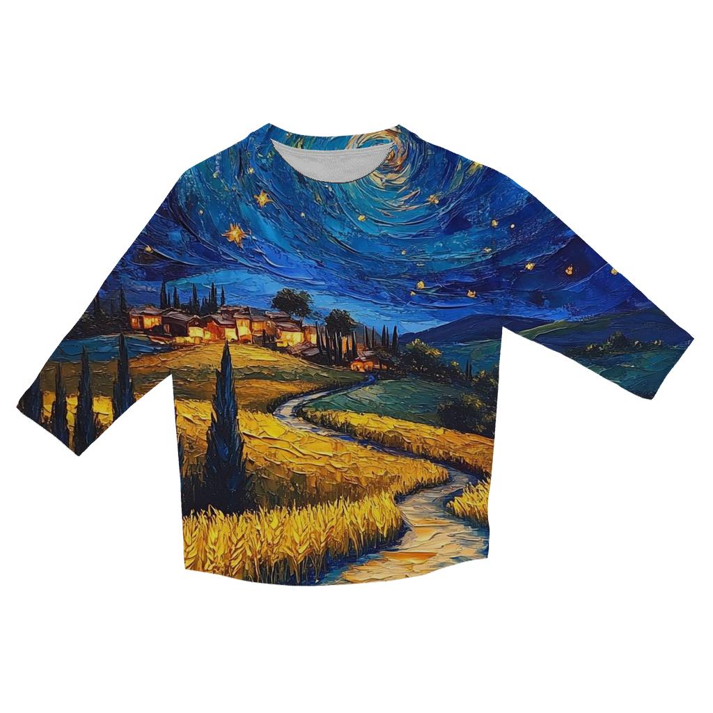 Van Gogh Inspired Starry Countryside trendy 3/4 sleeve tops