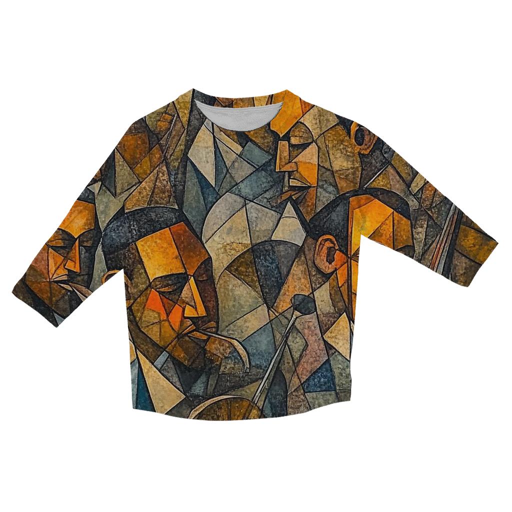 Picasso Inspired Jazz Musicians casual three quarter sleeve shirts