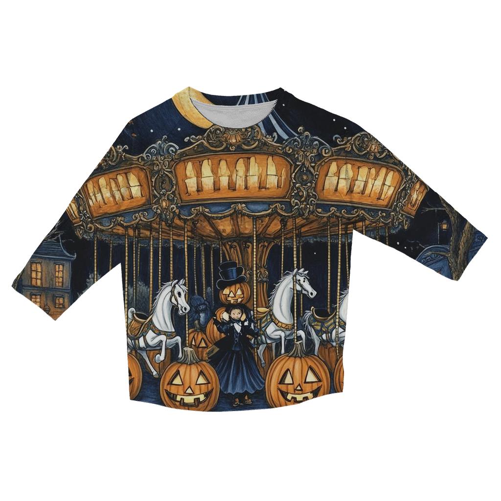 Haunted Carousel Of Midnight Pumpkins custom 3/4 sleeve shirts