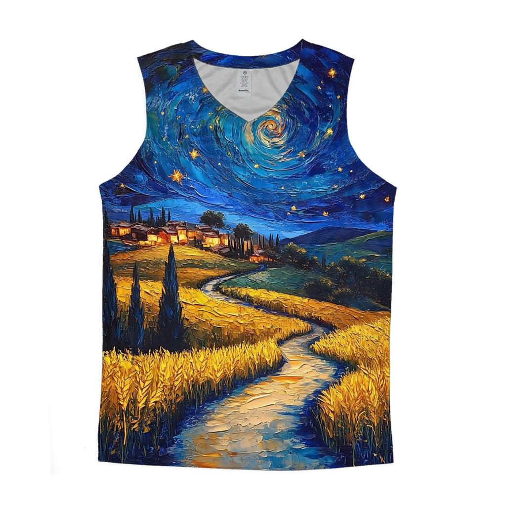 Van Gogh Inspired Starry Countryside trendy fitted tank tops