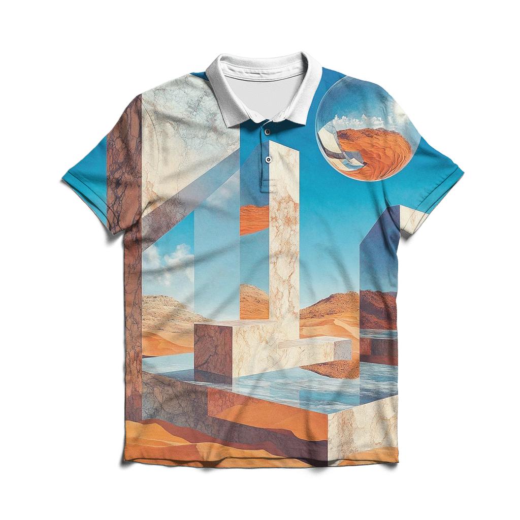 Salvador Dali Inspired Desert Dreams embroidered polo tops
