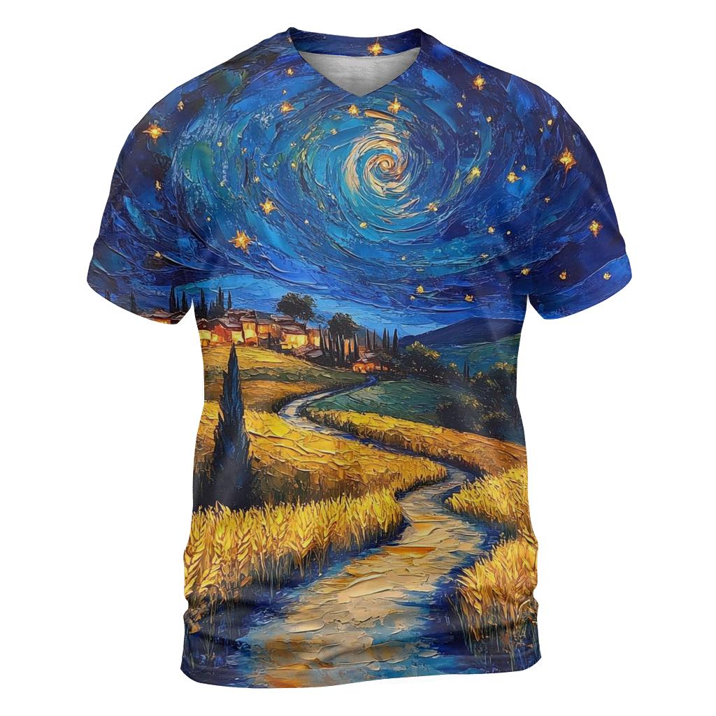 Van Gogh Inspired Starry Countryside creative print fashion shirts