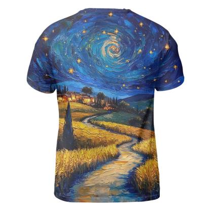 Van Gogh Inspired Starry Countryside creative print fashion shirts