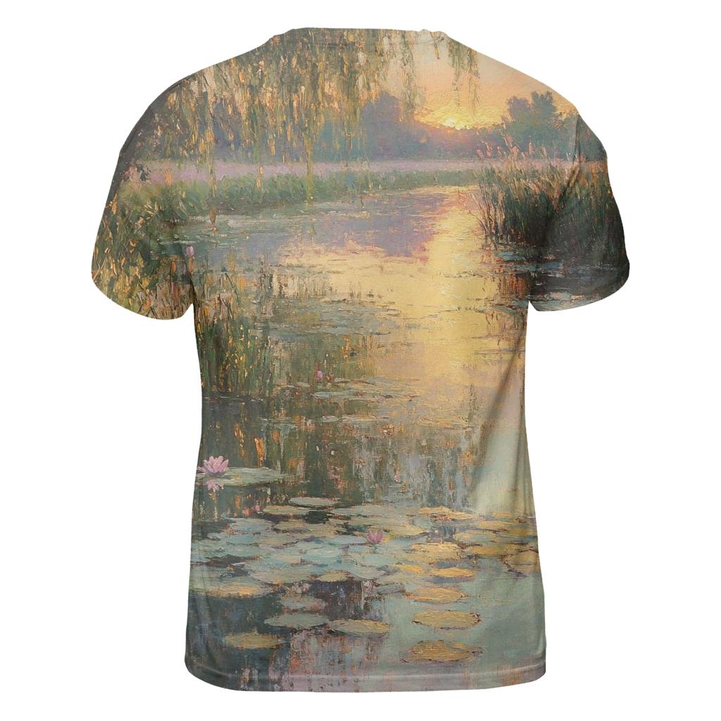 Monet Inspired Water Lilies At Dawn designer pattern shirts