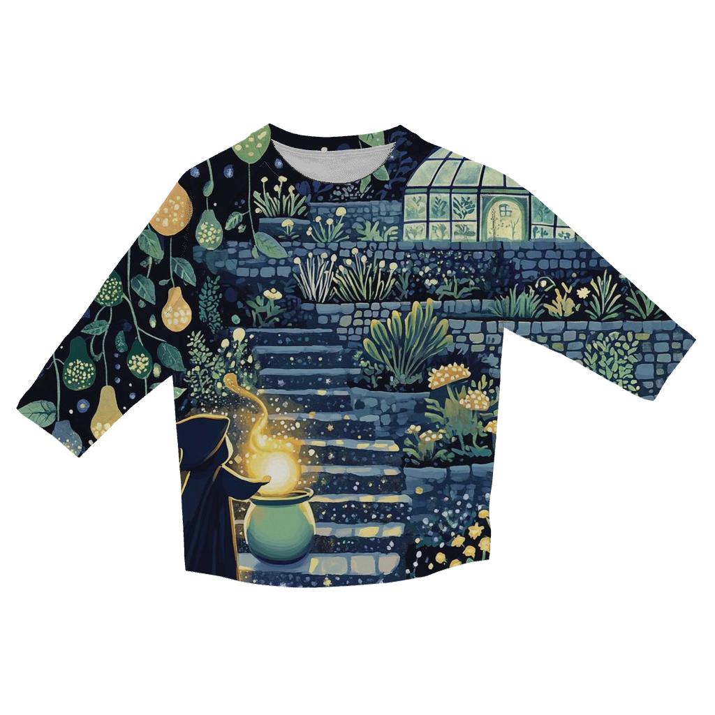 Moonlit Potion Garden Compound printed three quarter sleeve shirts