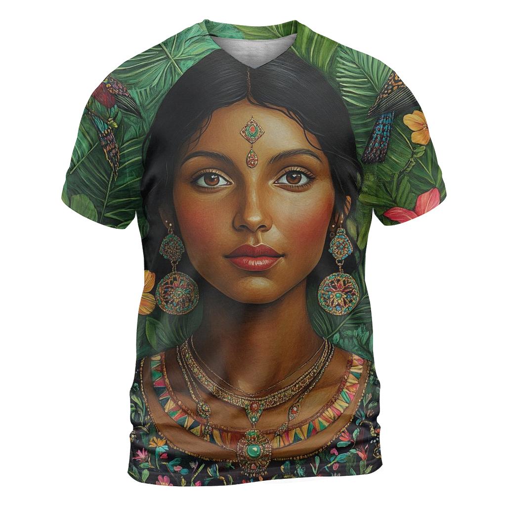 Frida Kahlo Inspired Self Portrait With Birds artistic all-over print tops