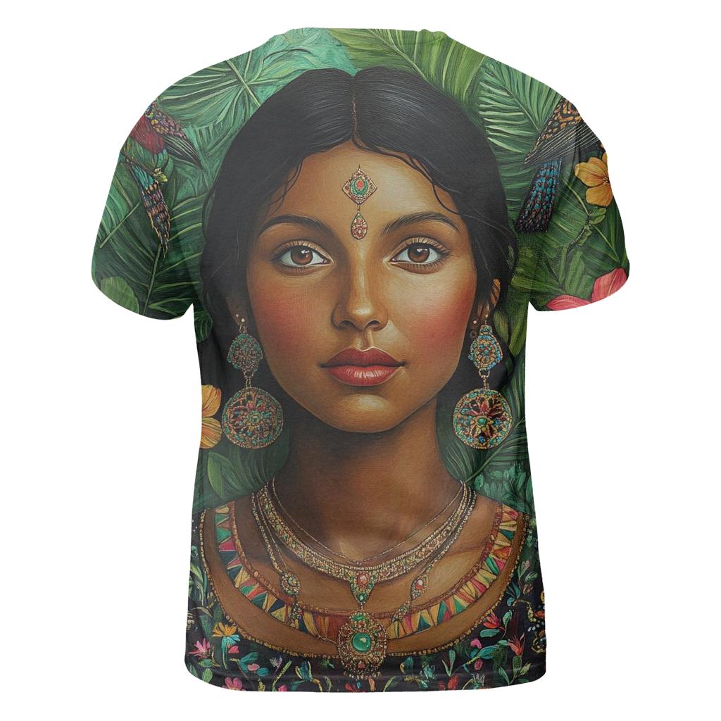 Frida Kahlo Inspired Self Portrait With Birds artistic all-over print tops