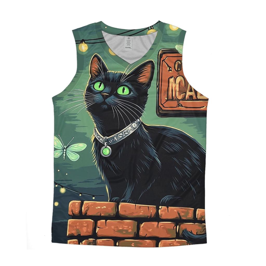 Grinning Alley Cat With Haunted Collar personalized athletic tanks