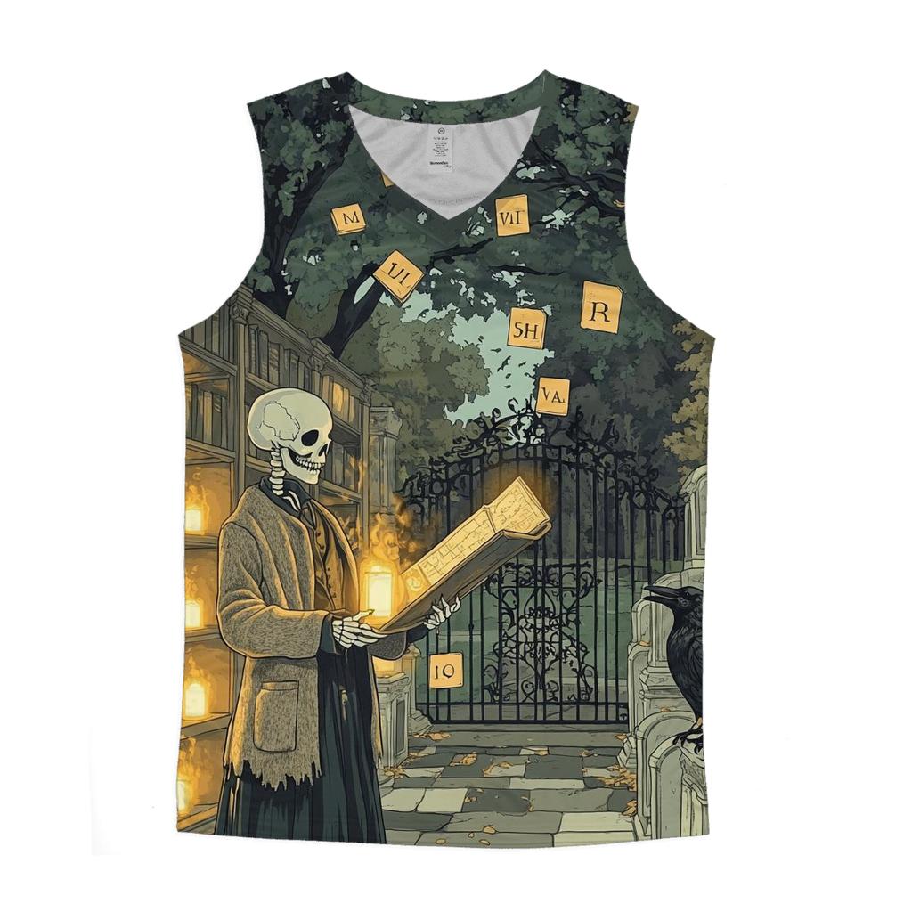 Cemetery Librarian With Haunted Tome custom tank tops