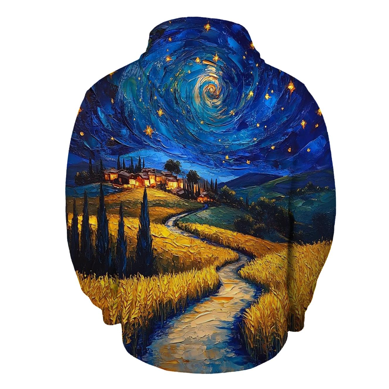 Van Gogh Inspired Starry Countryside graphic hoodies