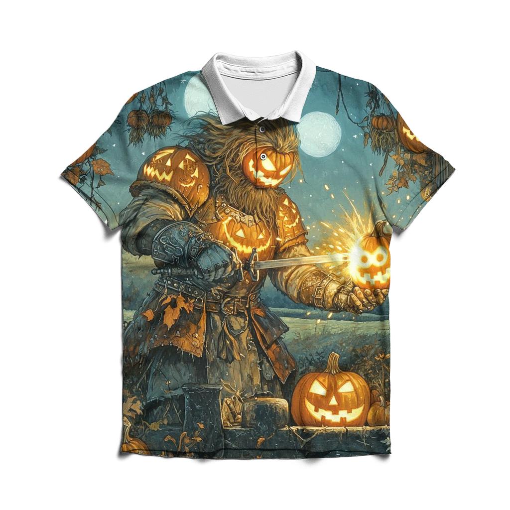 Pumpkin Forge Blacksmith Haunted casual sports polo shirts