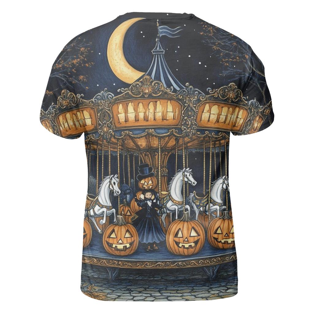 Haunted Carousel Of Midnight Pumpkins trendy printed shirt styles