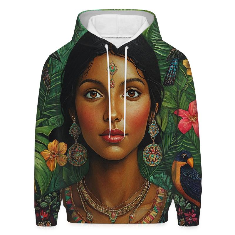 Frida Kahlo Inspired Self Portrait With Birds premium hoodies