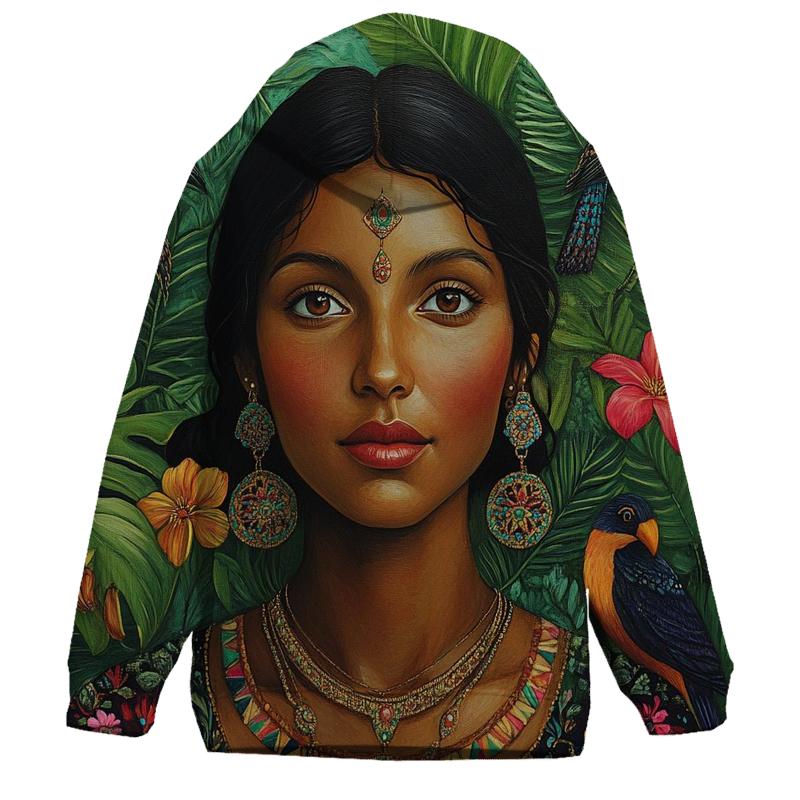 Frida Kahlo Inspired Self Portrait With Birds premium hoodies