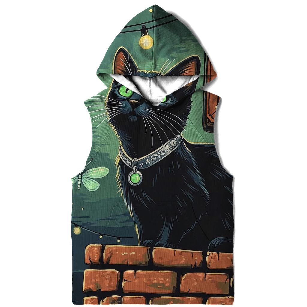 Grinning Alley Cat With Haunted Collar premium hoodies