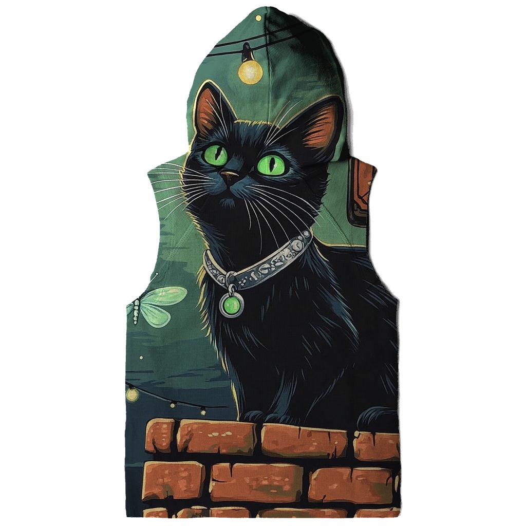 Grinning Alley Cat With Haunted Collar premium hoodies