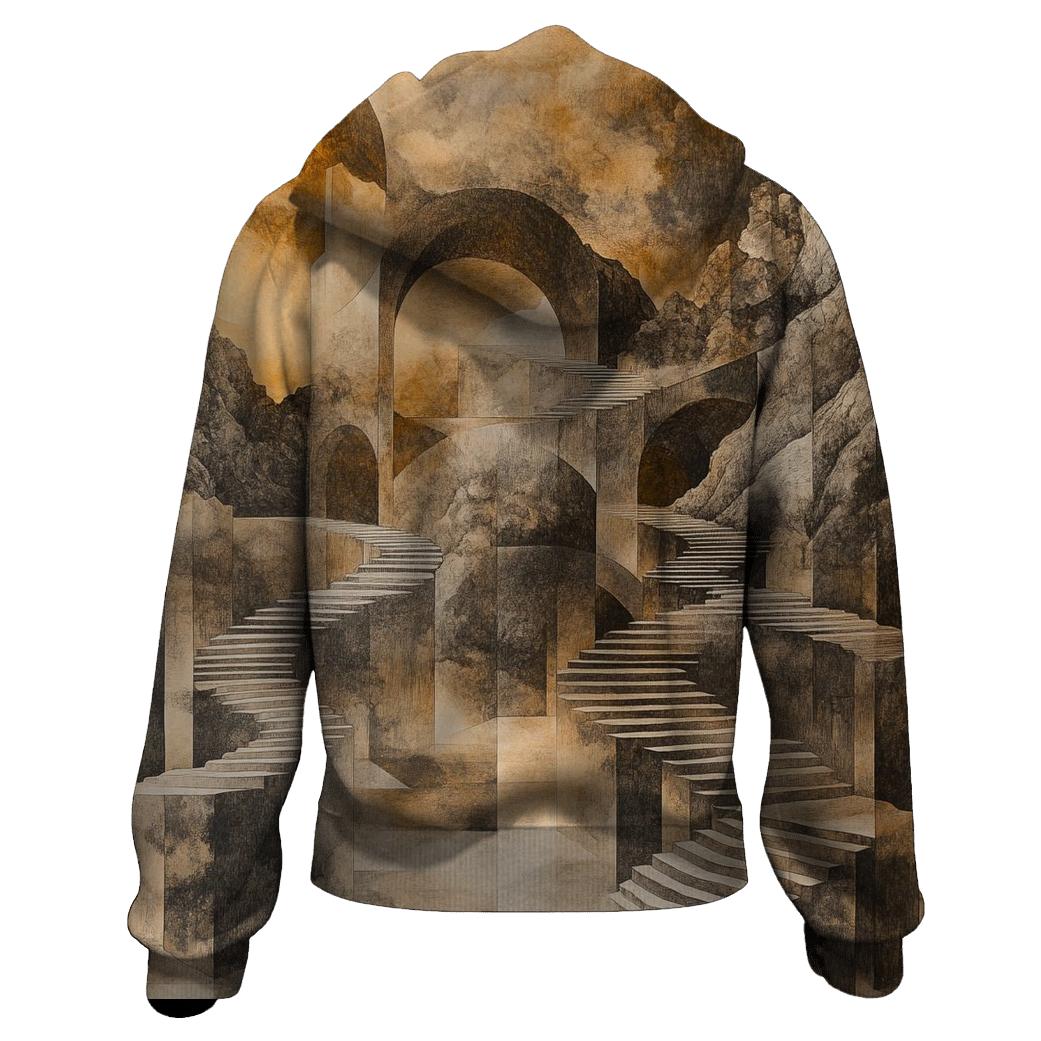 Mc Escher Inspired Mountain Pass zip-up hoodies