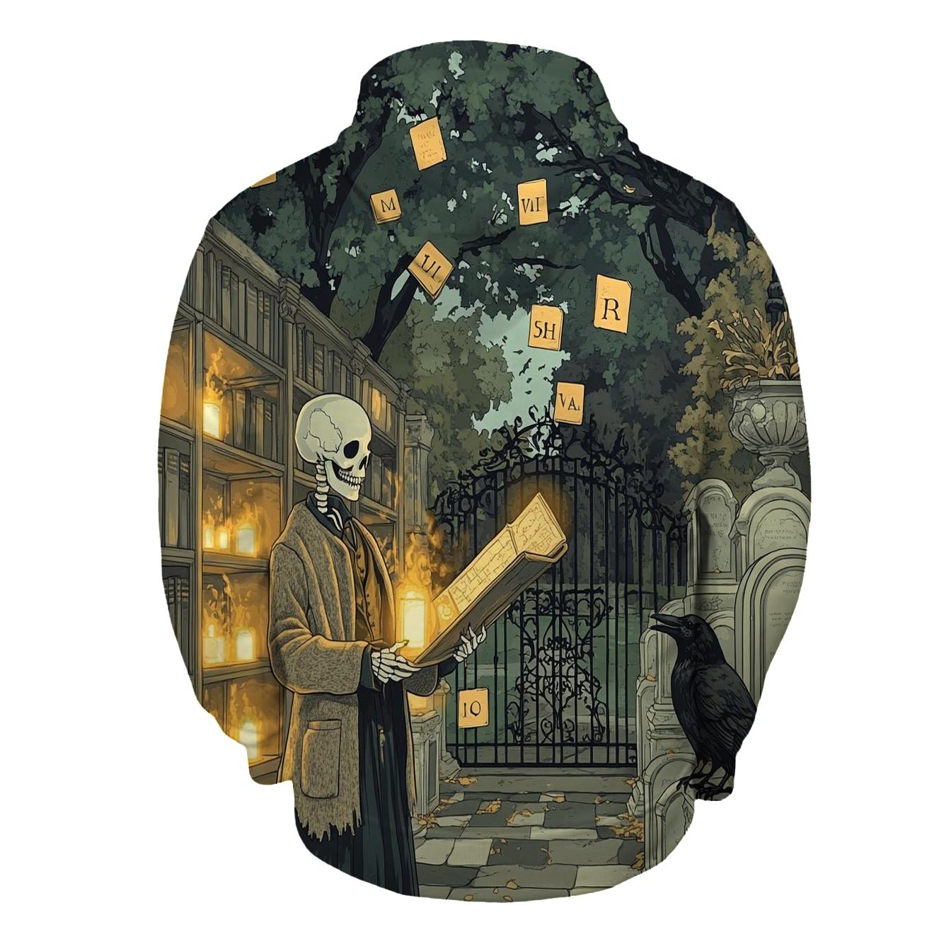 Cemetery Librarian With Haunted Tome lightweight hoodies