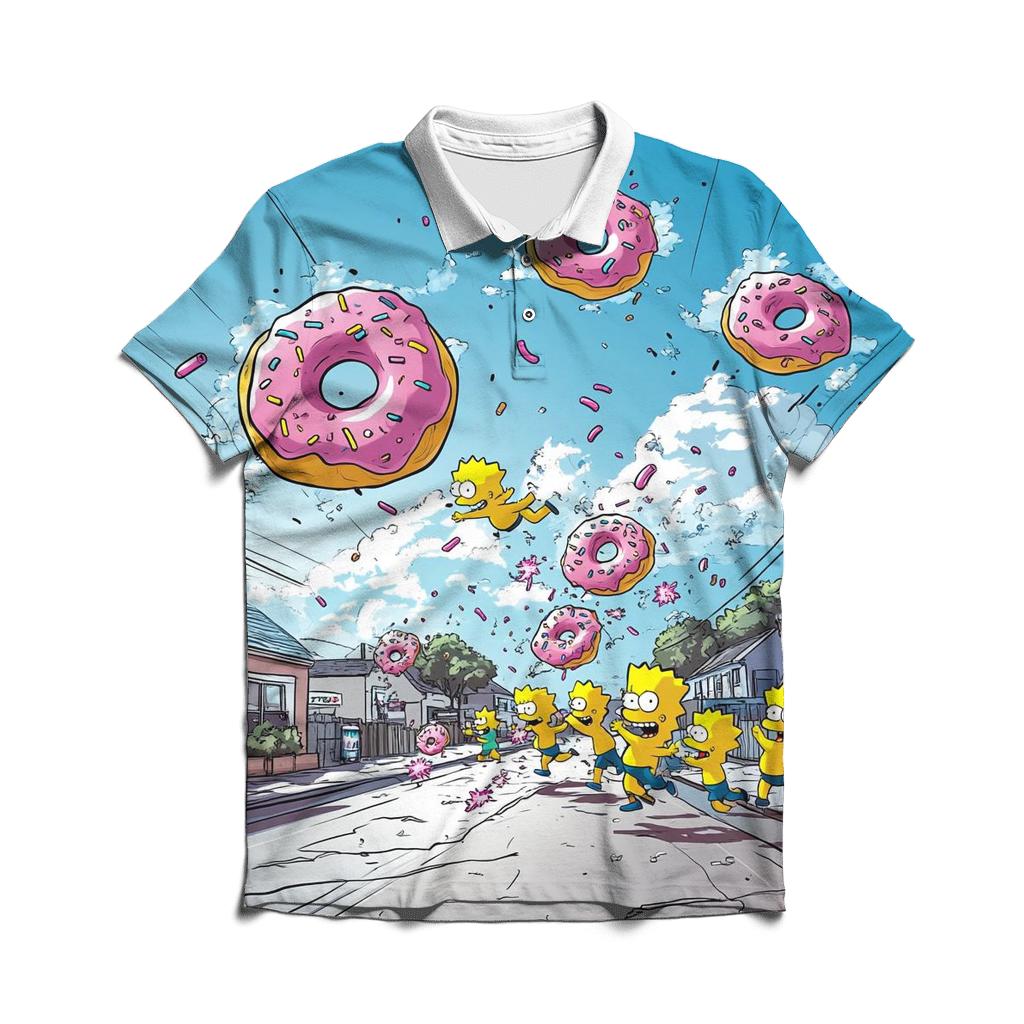 Donut Stampede On Evergreen Terrace branded logo polo shirts