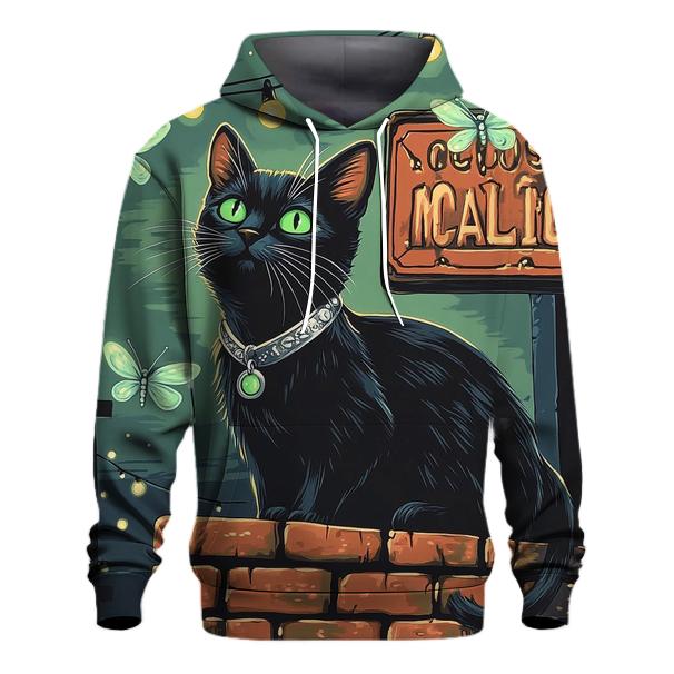 Grinning Alley Cat With Haunted Collar printed hoodies