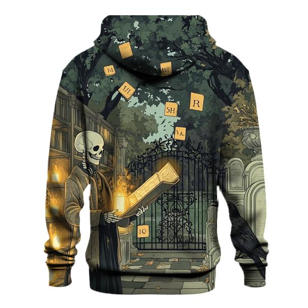 Cemetery Librarian With Haunted Tome embroidered hoodies
