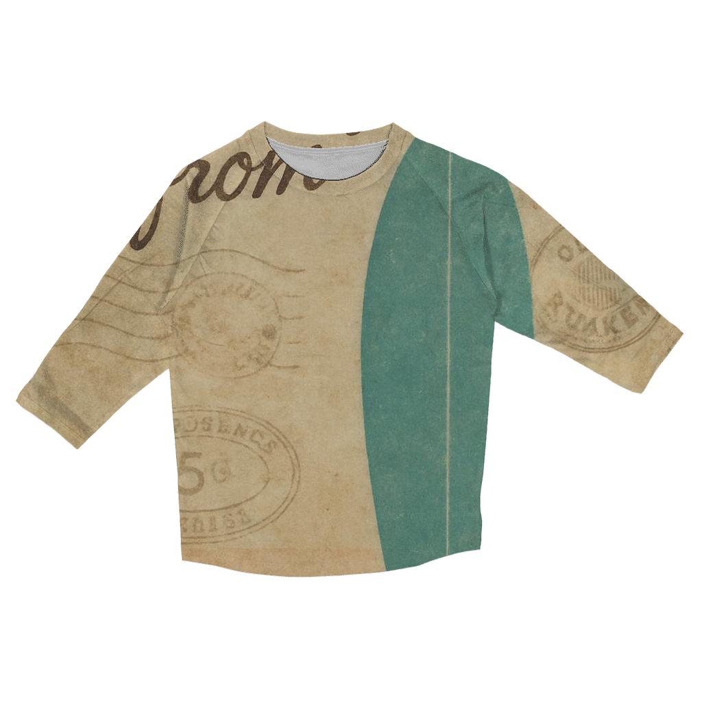 Faded Surfboard Postcard fashion 3/4 sleeve shirts