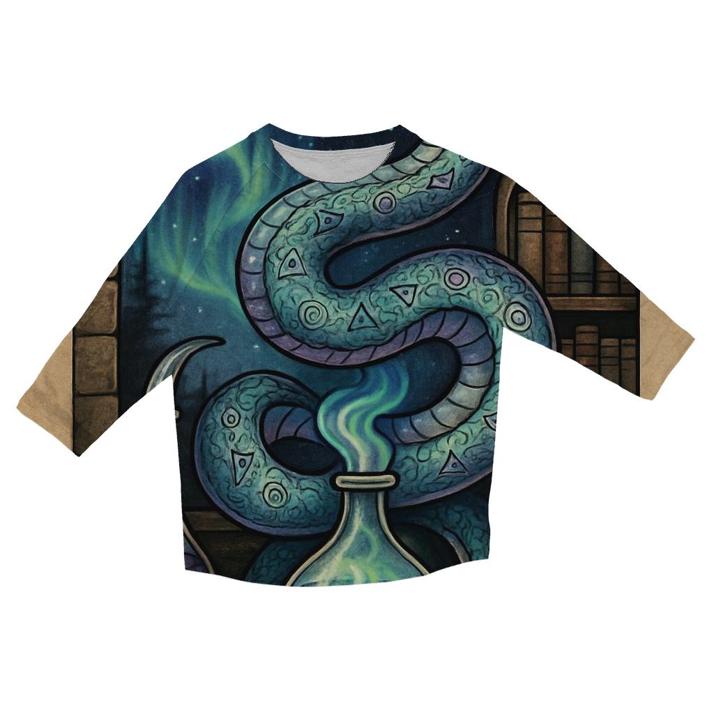 Aurora Alchemist Ouroboros printed three quarter sleeve shirts
