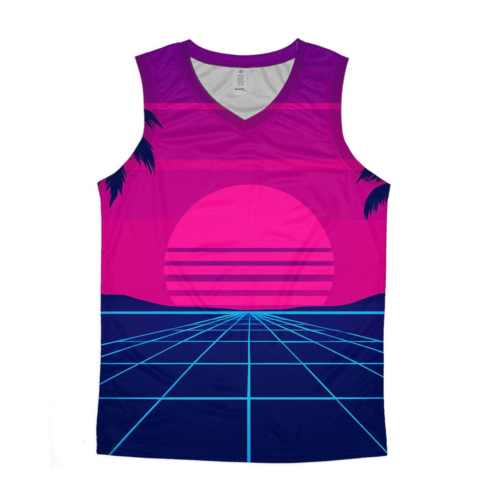 Neon Grid Horizon designer workout tanks