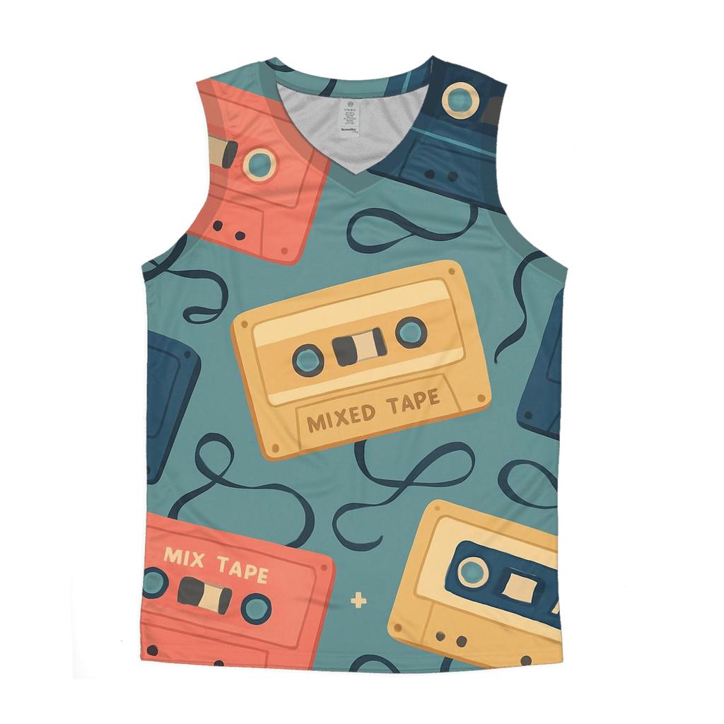 Cassette Collage Pattern designer workout tanks