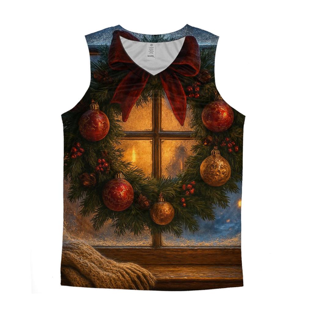 Wreath On Frosted Window casual summer tank tops